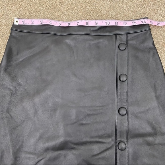 Nordstrom Black Button-Detail leather Skirt - Picture 3 of 3